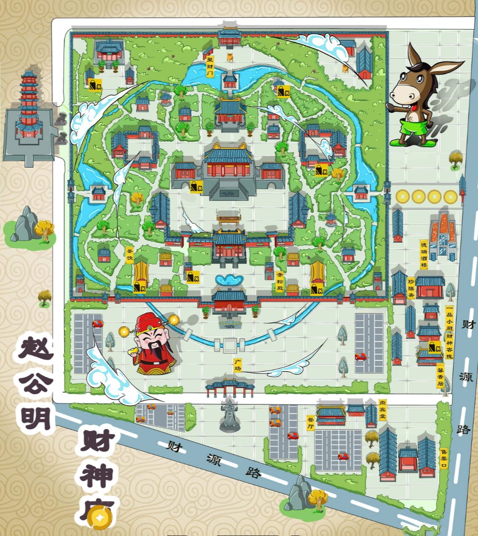 宁南寺庙类手绘地图